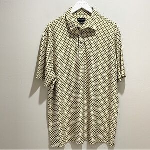CHASE 54 Men’s Yellow Brown Geometric Print Golf Polo Quick Dry Short Slv Sz XL